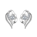 925 Silver Earrings Purple Cubic Zirconia Stud Earrings